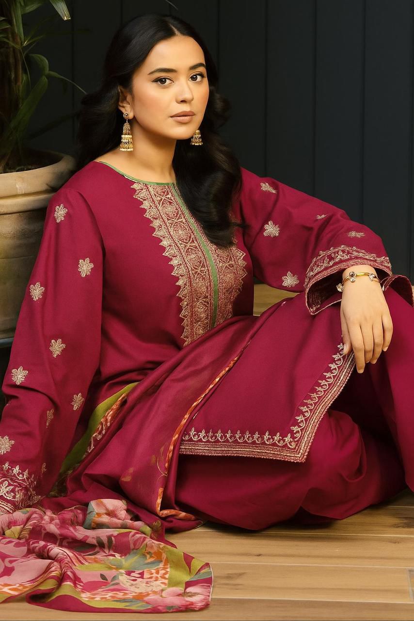 Kokum 3p Dhanak with wool shawl
