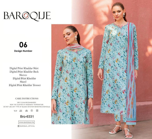 Unstitched Khaddar 3 Piece Digital Printed Dress ( Most trending Orignal Branded )