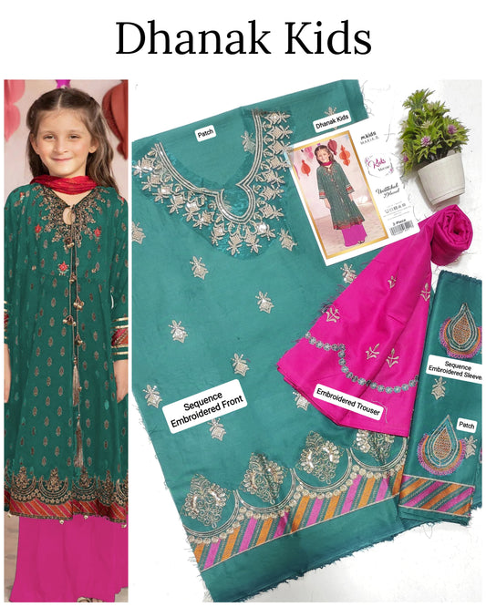 Unstitched Dhanak 2p embroidered