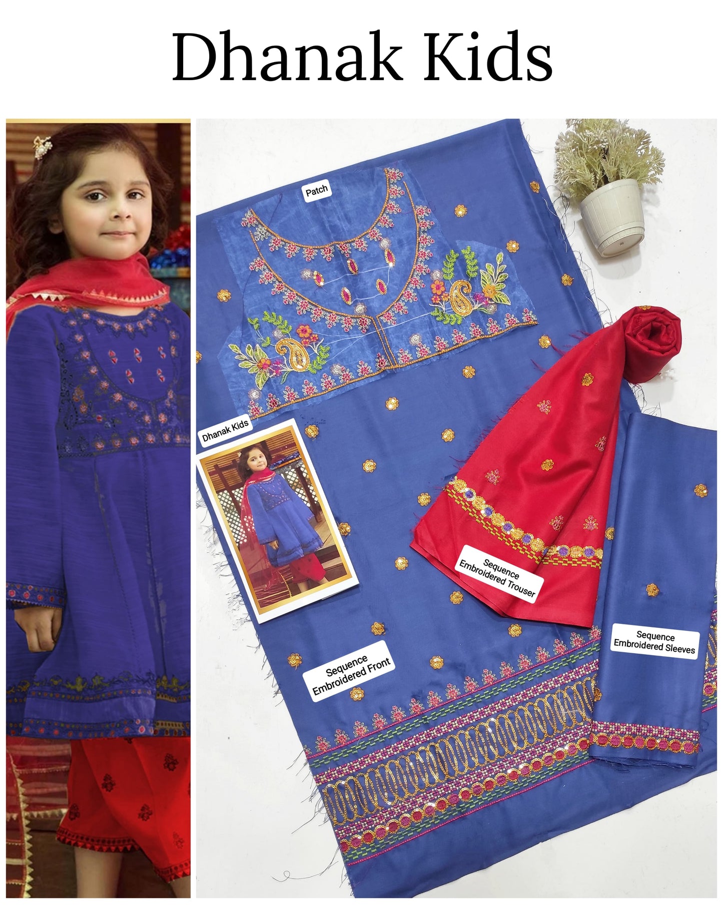 Unstitched Dhanak 2p embroidered