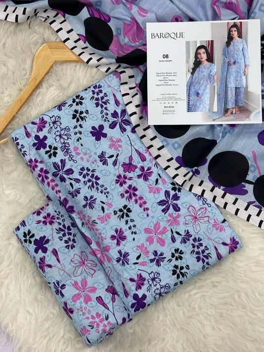 Unstitched Khaddar 3 Piece Digital Printed Dress ( Most trending Orignal Branded )