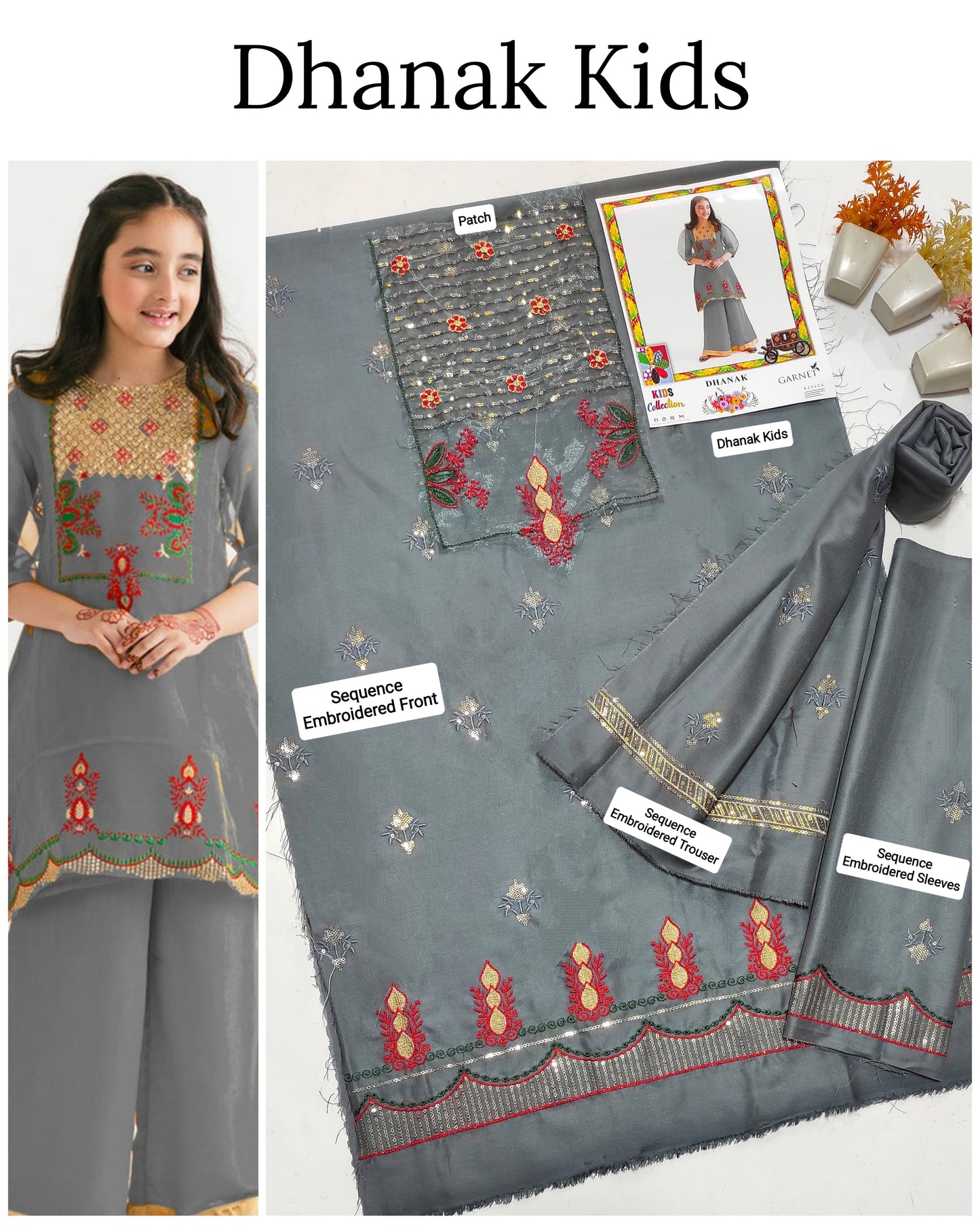 Unstitched Dhanak 2p embroidered