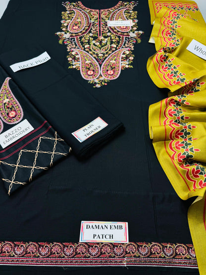 Fancy 3p Dhanak with wool shawl