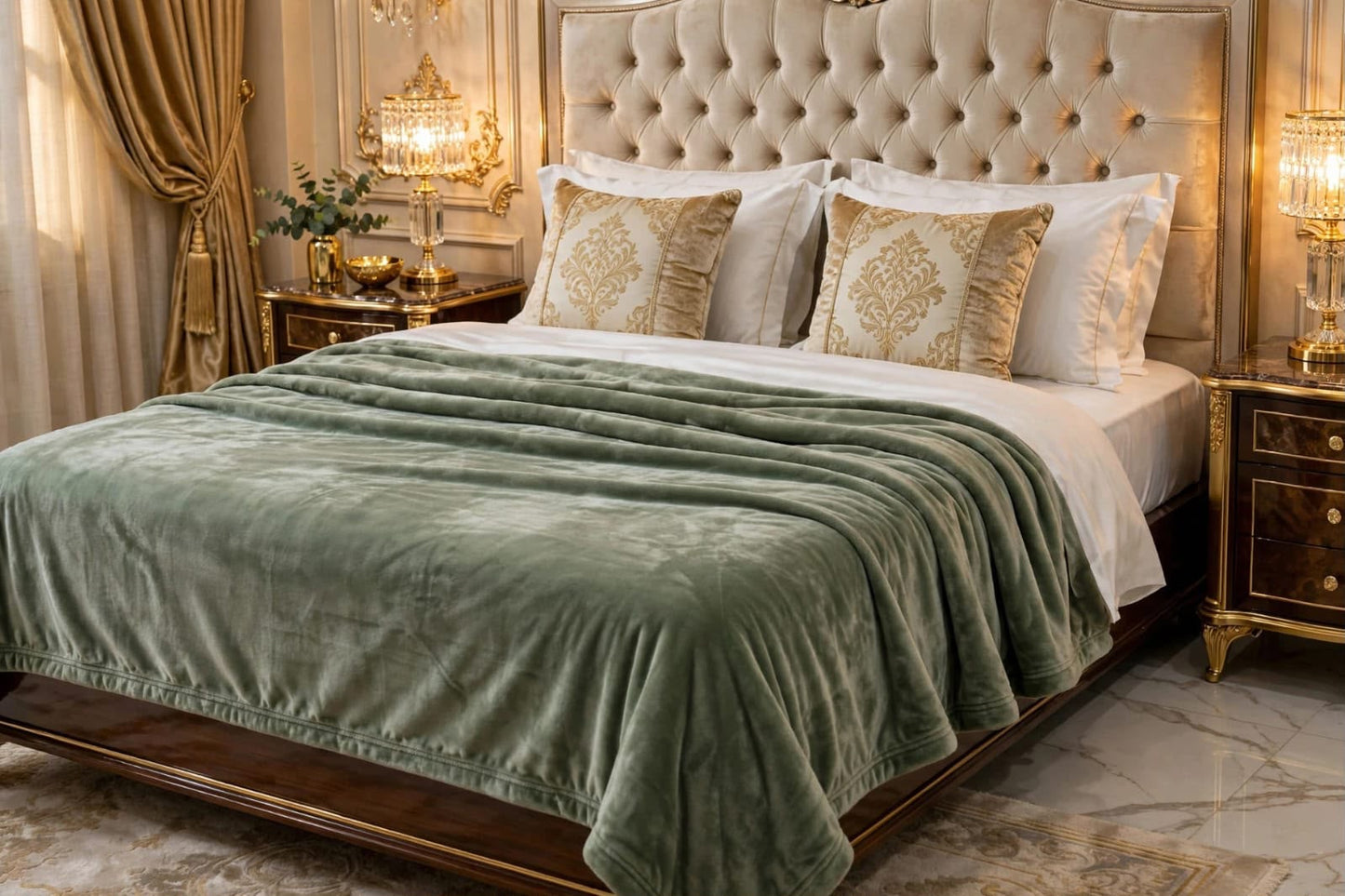 Sage green luxury AC blanket double bed for sale in Pakistan