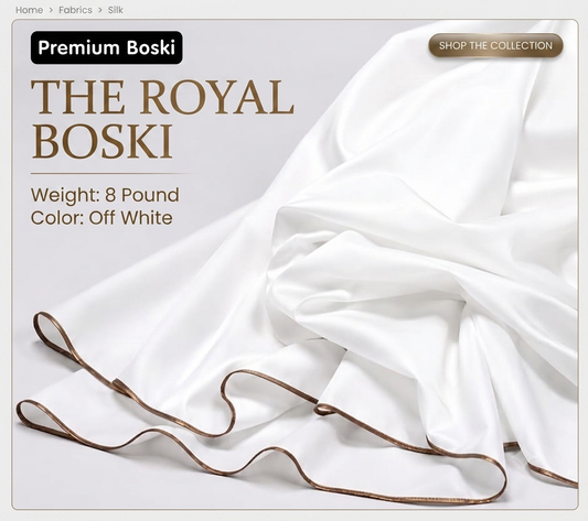the Royal Boski Suit off-white unstitched 4 meter fabric for men boski shalwar kameez